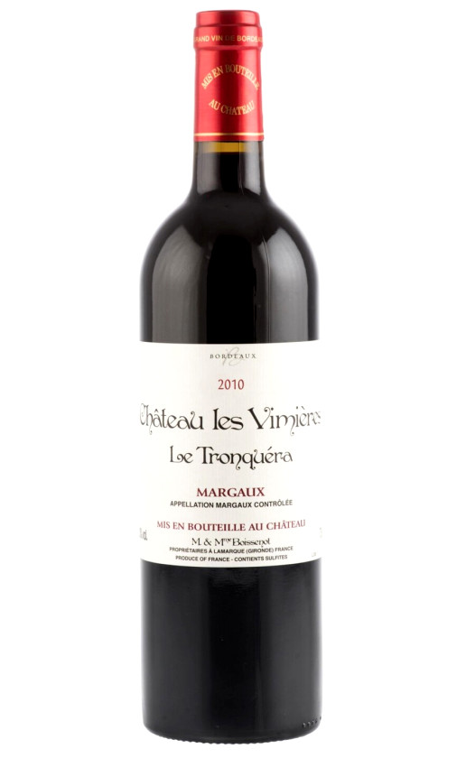 Chateau les Vimieres Le Tronquera Margaux 2010