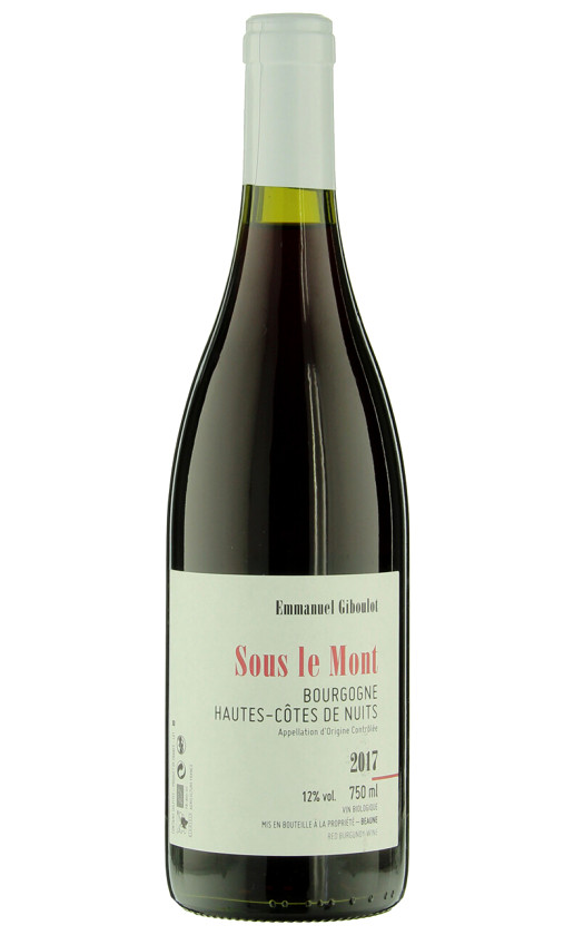 Emmanuel Giboulot Sous le Mont Bourgogne Hautes-Cotes de Nuits 2017