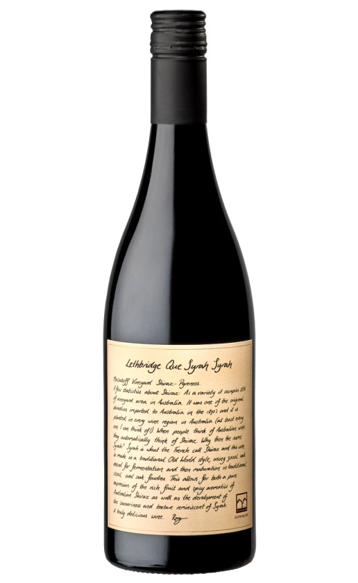 Lethbridge Que Syrah Syrah Malakoff Vineyard Pyrenees Shiraz 2016