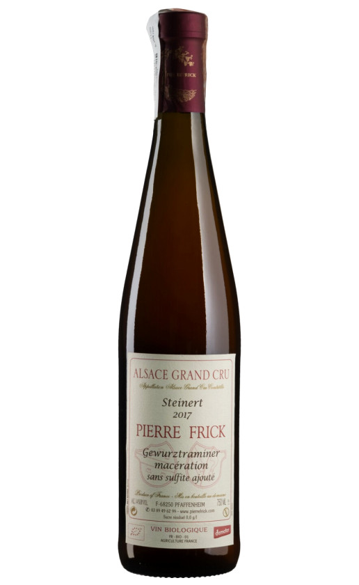 Pierre Frick Steinert Gewurztraminer Maceration Alsace Grand Cru 2017 Sans Sulfite Ajoute