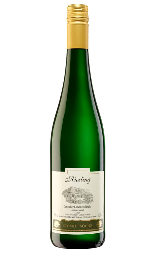 Schmitt Sohne Riesling Medium Sweet Landwein Rhein 2020